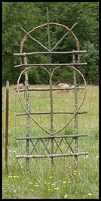 heart trellis #1, 36 inches wide, averages 7 feet tall